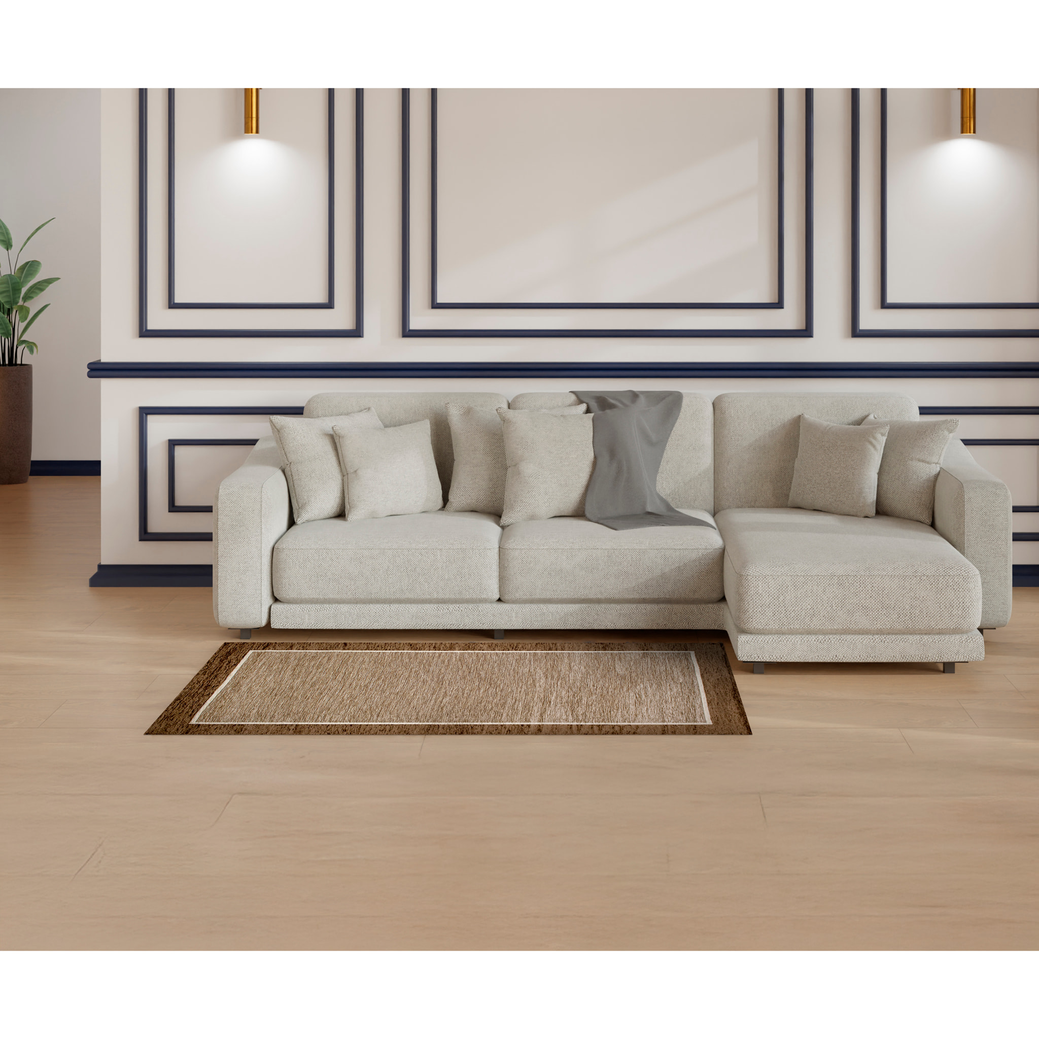 TAPPETO ARREDO ROMA FANGO CHIARO CON FONDO ANTISCIVOLO