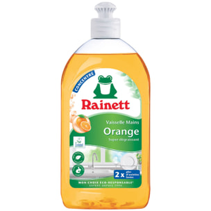 Pack de 8 - Rainett - Liquide Vaisselle Concentré Orange 500ml