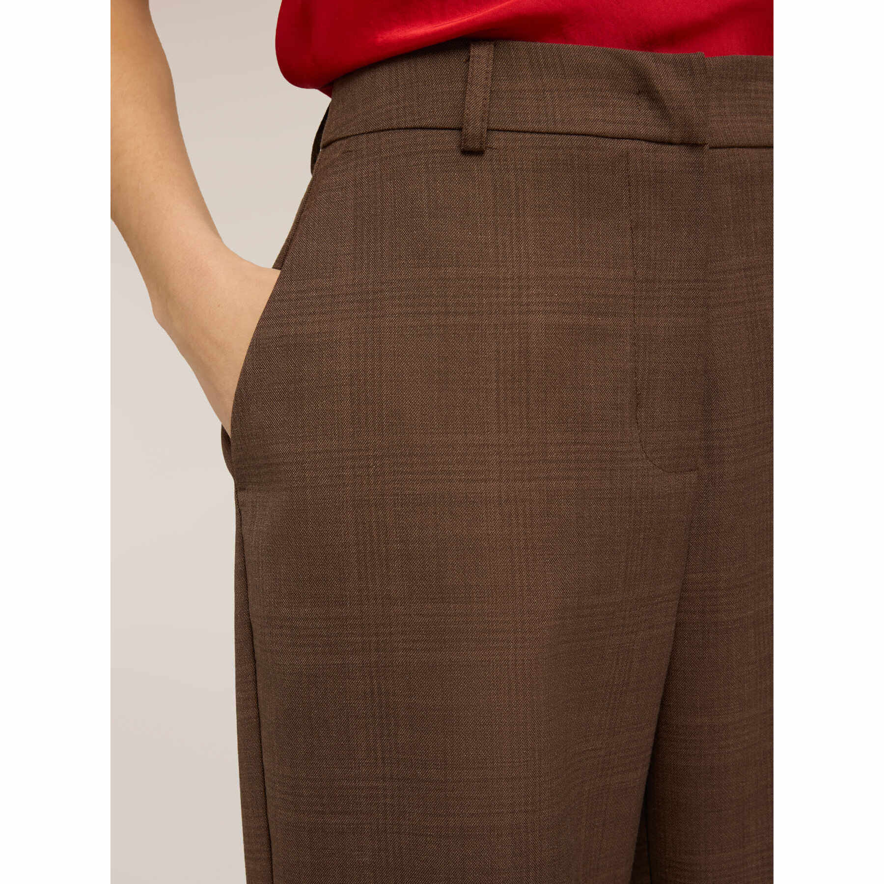 Motivi - Pantalones palazzo de poliviscosa con estampado de cuadros - Marrón