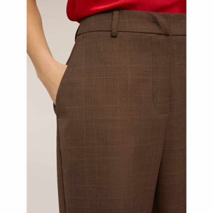 Motivi - Pantalones palazzo de poliviscosa con estampado de cuadros - Marrón