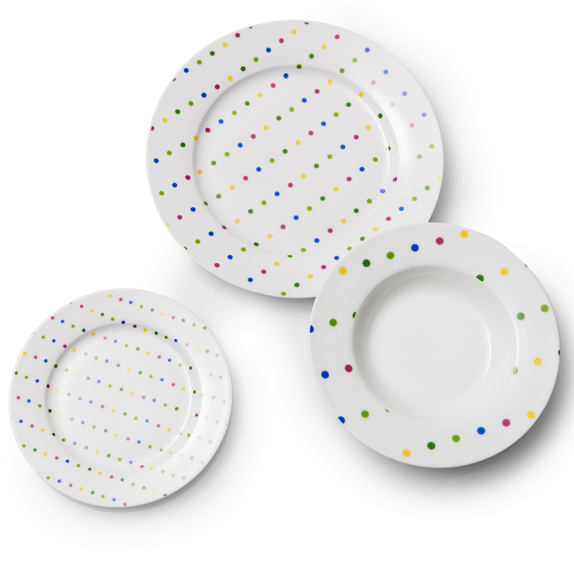 Set 18pcs vajilla porcelana diseño puntos de colores  benetton