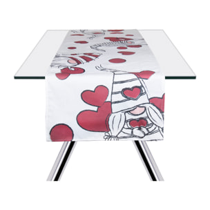 Chemin de table Excelsa – Gnome Sweet Home, Coton blanc
