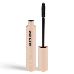 INGLOT All Eye Want Mascara Waterproof, Mascara waterproof extra volumen y longitud, Hidrata y cuida tus pestañas, Efecto pestañas postiza. 8.5ml