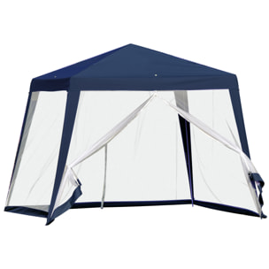 Carpa de Jardín 3x3 m Cenador con 4 Partes Laterales Mosquitera con Cremallera Protección UV para Patio Exterior Eventos Fiesta Azul