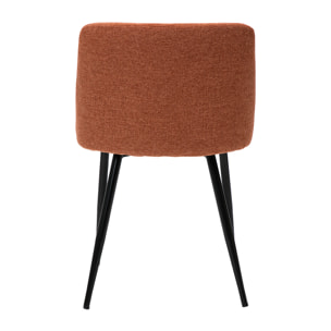 Chaises en tissu effet velours texturé terre brûlée et métal noir (lot de 2) MONTI