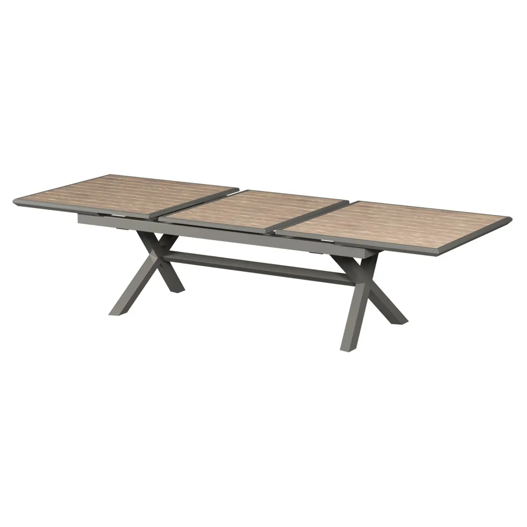 Table de jardin extensible "Axiome" effet bois honey & praline 12 places en aluminium traité époxy
