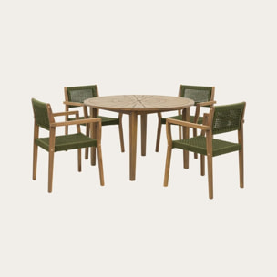 Ensemble de table et chaises de jardin Nera-tina -bois massif d'acacia-couleur naturel 120 x 75 x 120 cm