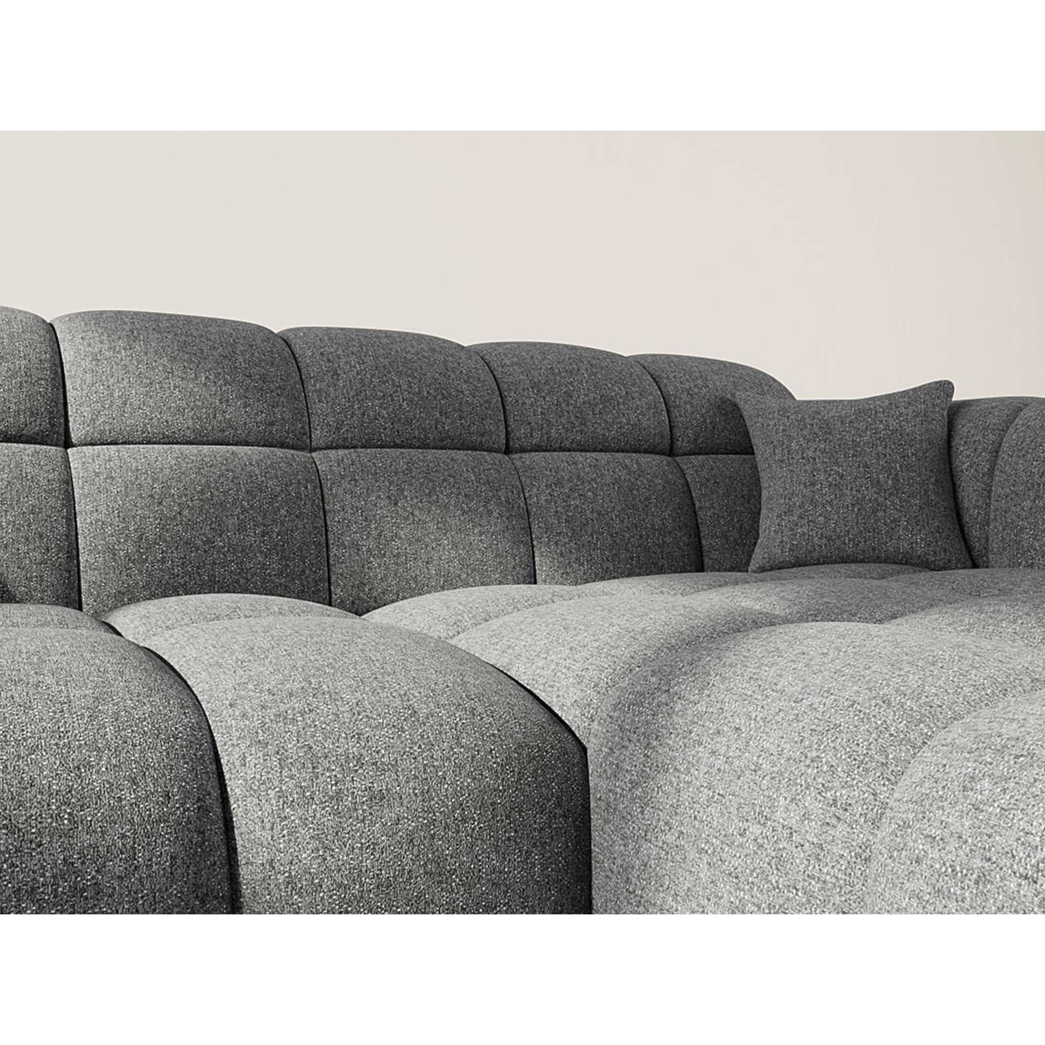 Mini Ray - Canapé d'angle droit 4 places en tissu texturé - Gris Anthracite