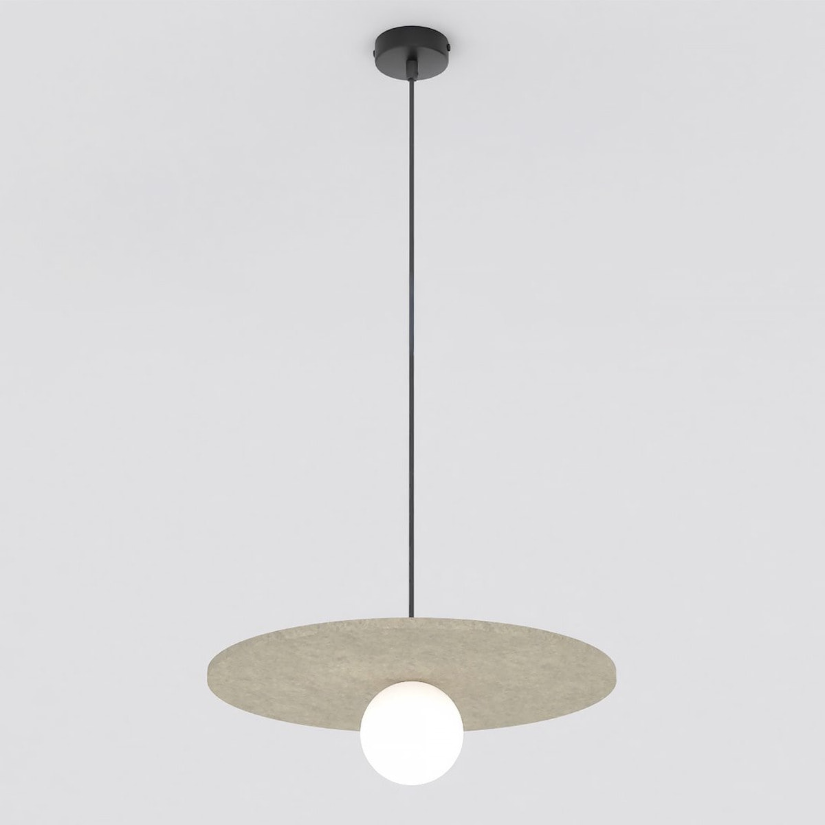 Lampada a sospensione CALMA in feltro beige e acciaio nero