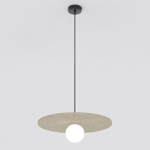 Lampada a sospensione CALMA in feltro beige e acciaio nero