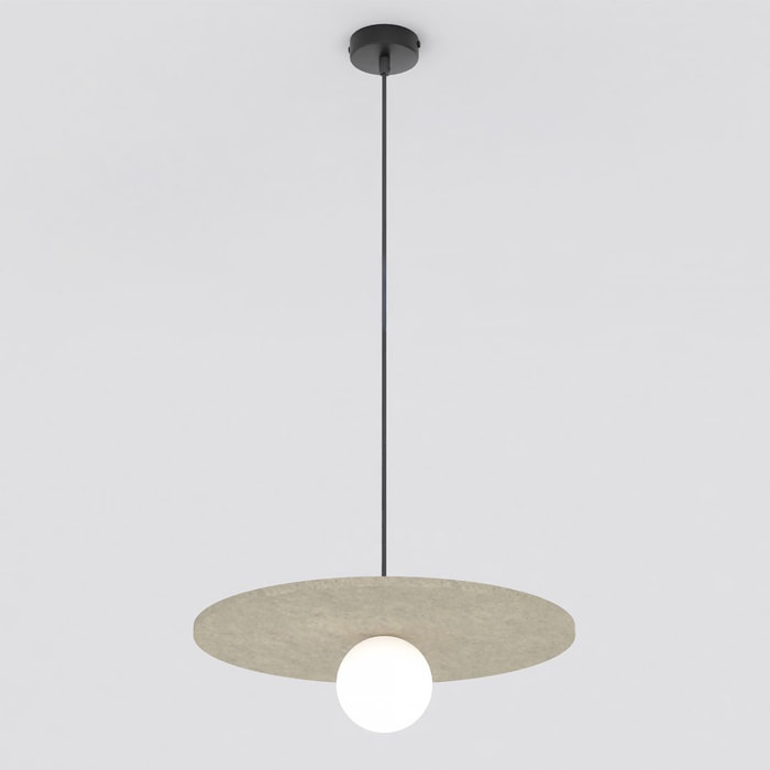 Lampada a sospensione CALMA in feltro beige e acciaio nero