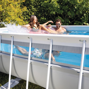 Intex Piscina Fuori Terra Prisma Frame Clearview Rettangolare, con Pompa Filtro 2006 L/h, Scaletta e Teli, P