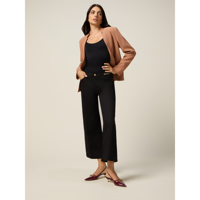 Oltre - Pantaloni kick flare con dettaglio catena - Nero