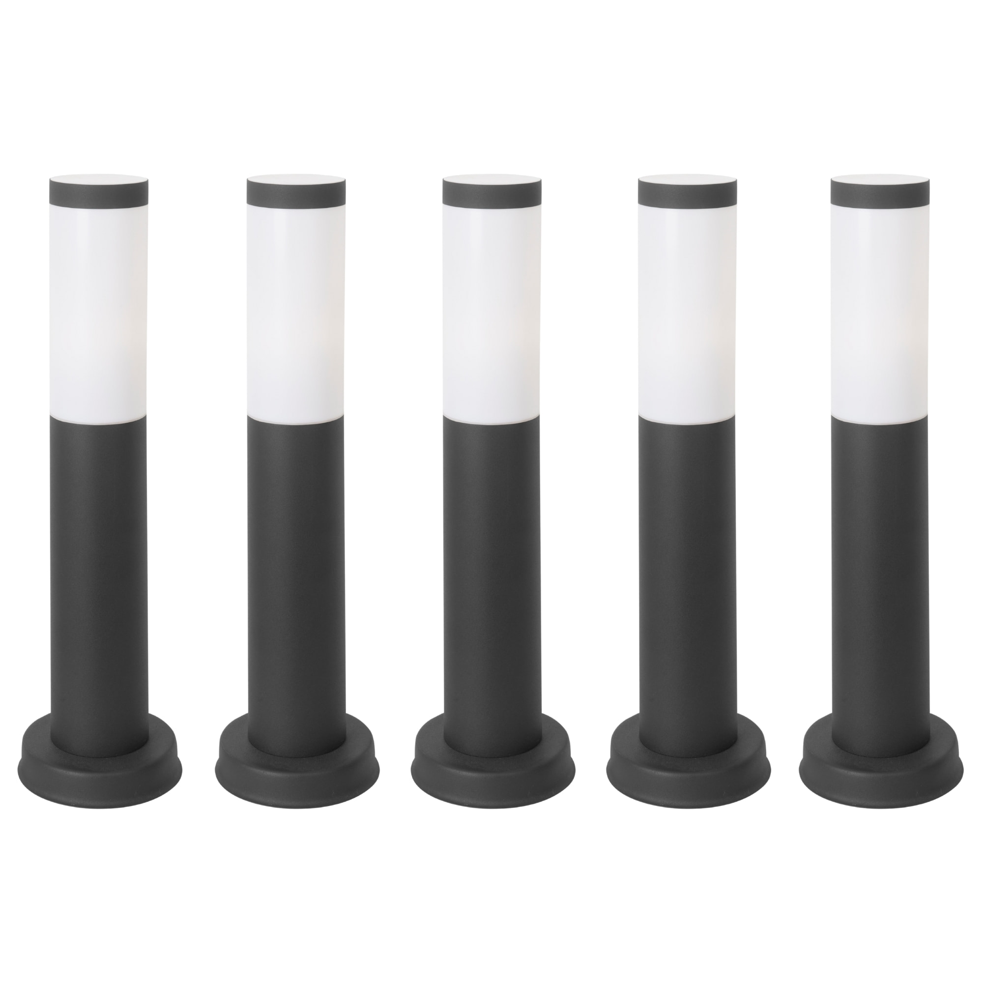 FORLIGHT Koral (5uds) Baliza Exterior para Jardín Resistente al Agua IP55. Bolardo de Acero Inoxidable Gris Urbano 23W