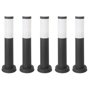 FORLIGHT Koral (5uds) Baliza Exterior para Jardín Resistente al Agua IP55. Bolardo de Acero Inoxidable Gris Urbano 23W