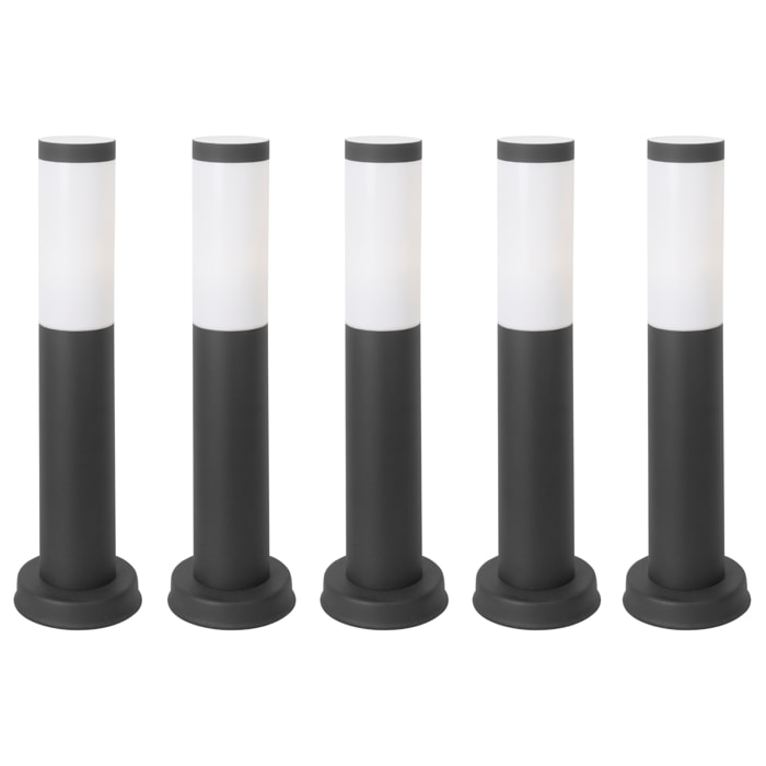 FORLIGHT Koral (5uds) Baliza Exterior para Jardín Resistente al Agua IP55. Bolardo de Acero Inoxidable Gris Urbano 23W