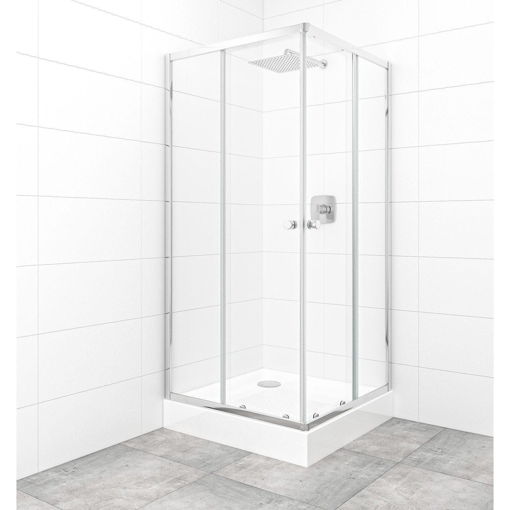 Project 90x90 cm cabine de douche carrée en verre transparent avec profilés, chrome brillant (SIKOMUQ90CRT)
