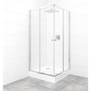 Project 90x90 cm cabine de douche carrée en verre transparent avec profilés, chrome brillant (SIKOMUQ90CRT)