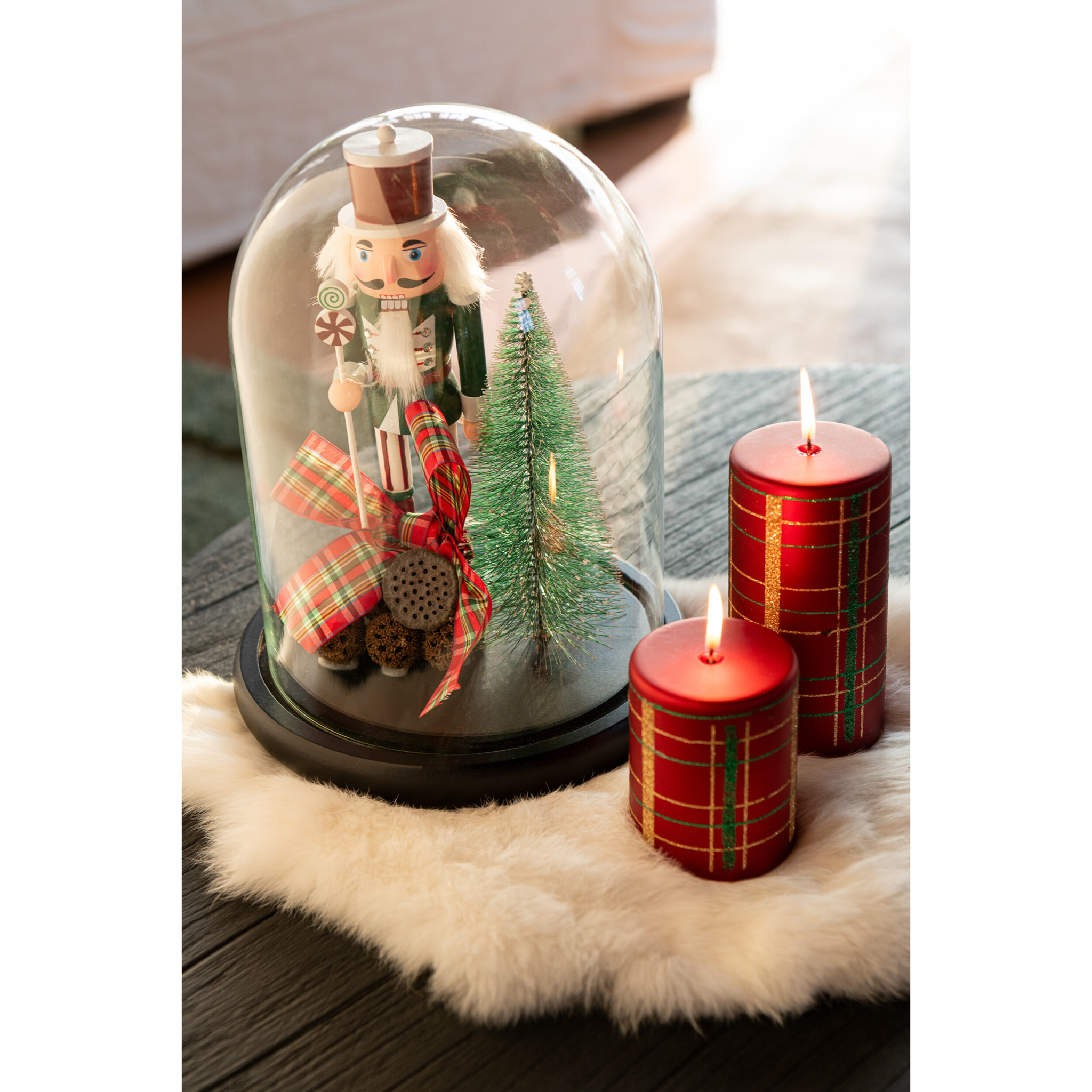 J-Line Cloche décorative Casse-Noisette - verre - rouge/vert foncé - large