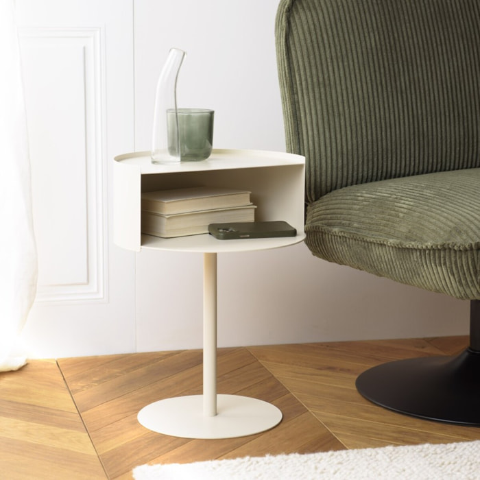 AGATHE - Table d'appoint ronde en acier beige D35cm