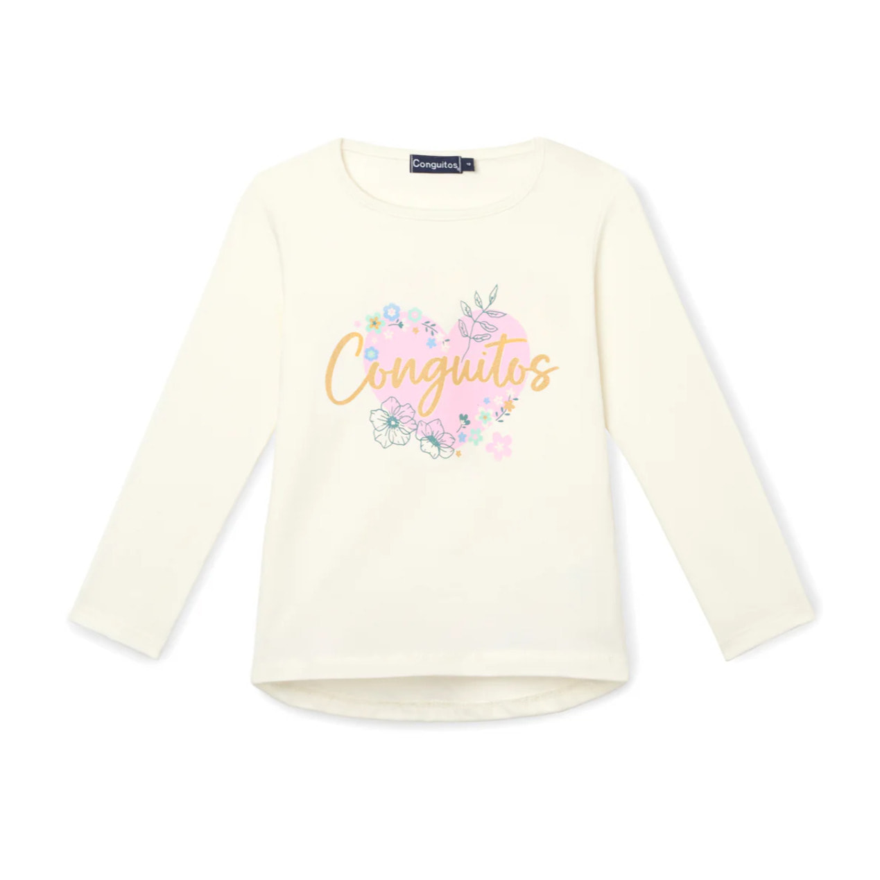 Camiseta Niña Manga Larga Con Estampado Frontal