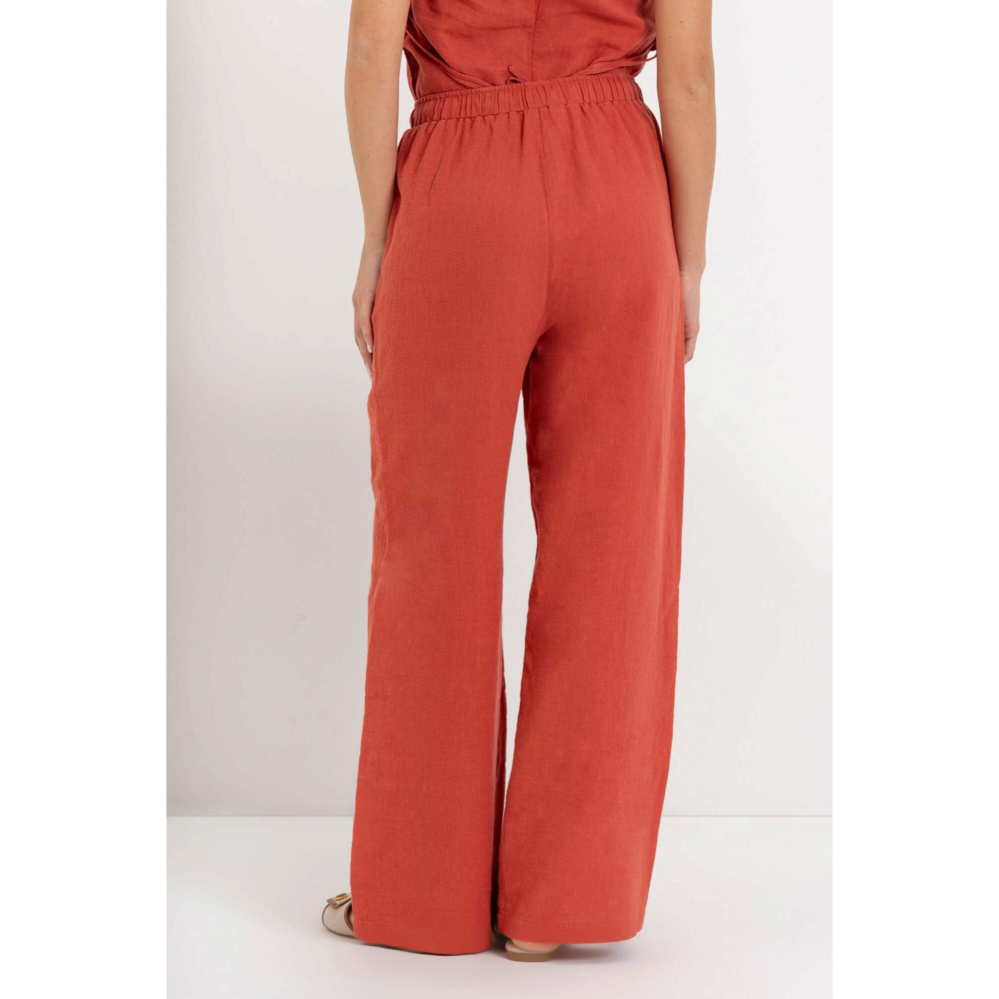 Kocca - Pantaloni da donna a gamba larga in lino, cotone e ramiè Donna