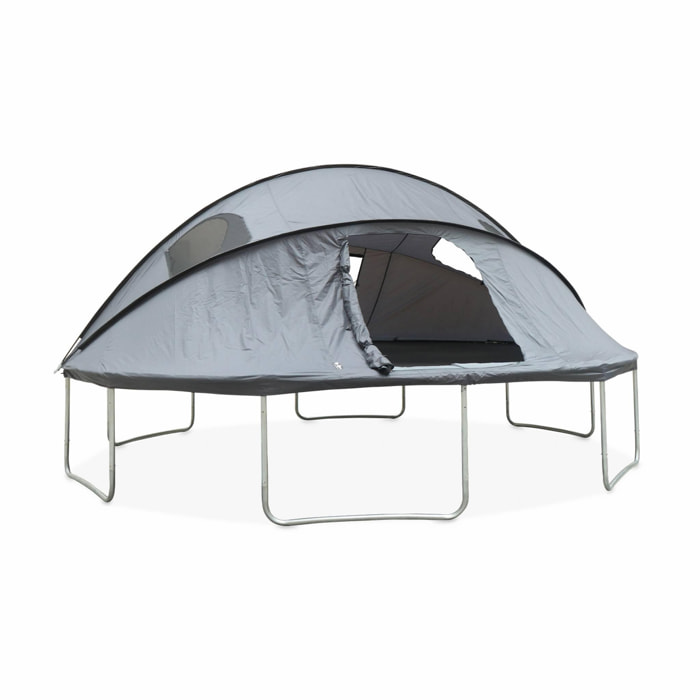 Tente de camping pour trampoline Ø490cm (filet intérieur et extérieur) polyester. traité anti UV. 2 portes. 4 fenêtres & sac de transport