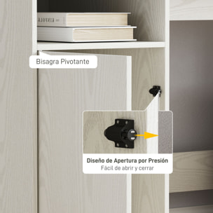 Escritorio con Estantería Moderno Escritorio con Puerta Compartimentos Abiertos y Soporte para Monitor Mesa para Estudio Dormitorio Hogar Oficina 108x50x94 cm Crema