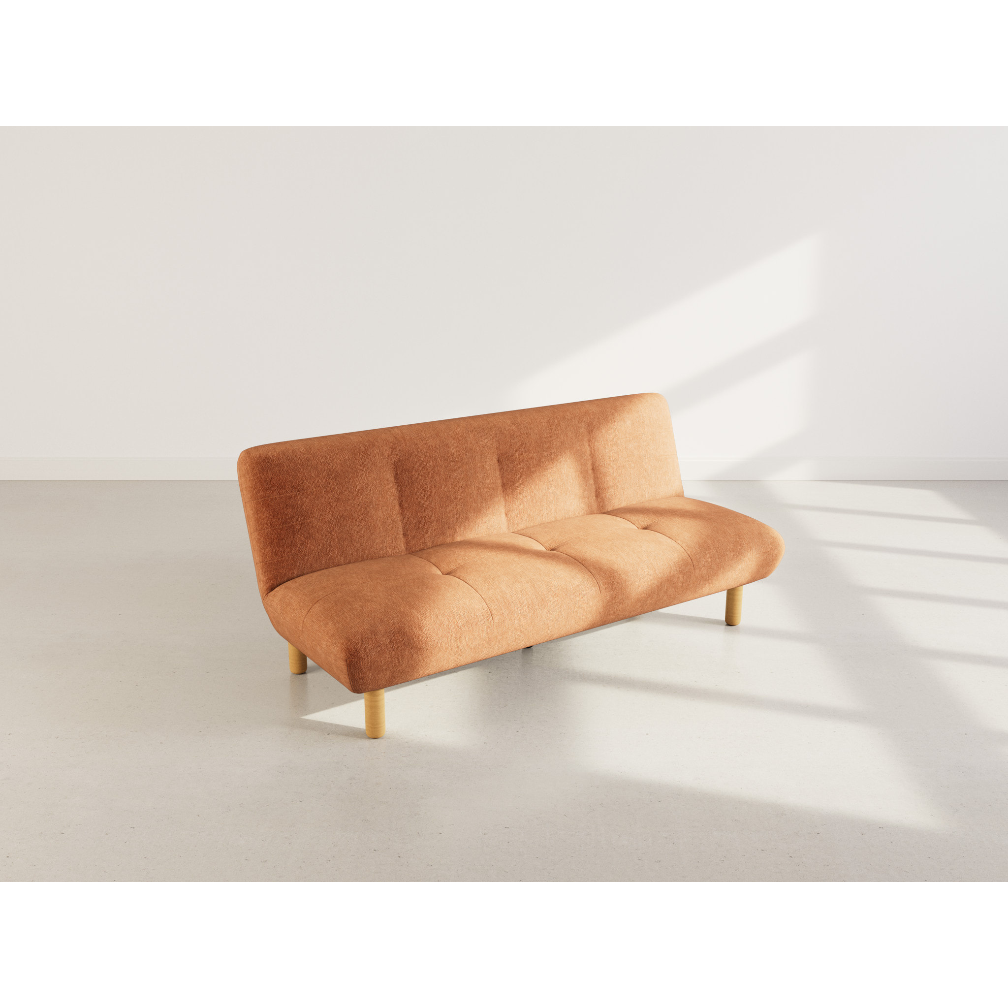 Soan - Banquette 2 places convertible clic-clac en velours texturé - Terracotta