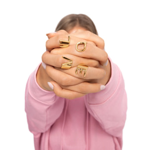 Anillo Personalizado Letter Signet Baño Oro