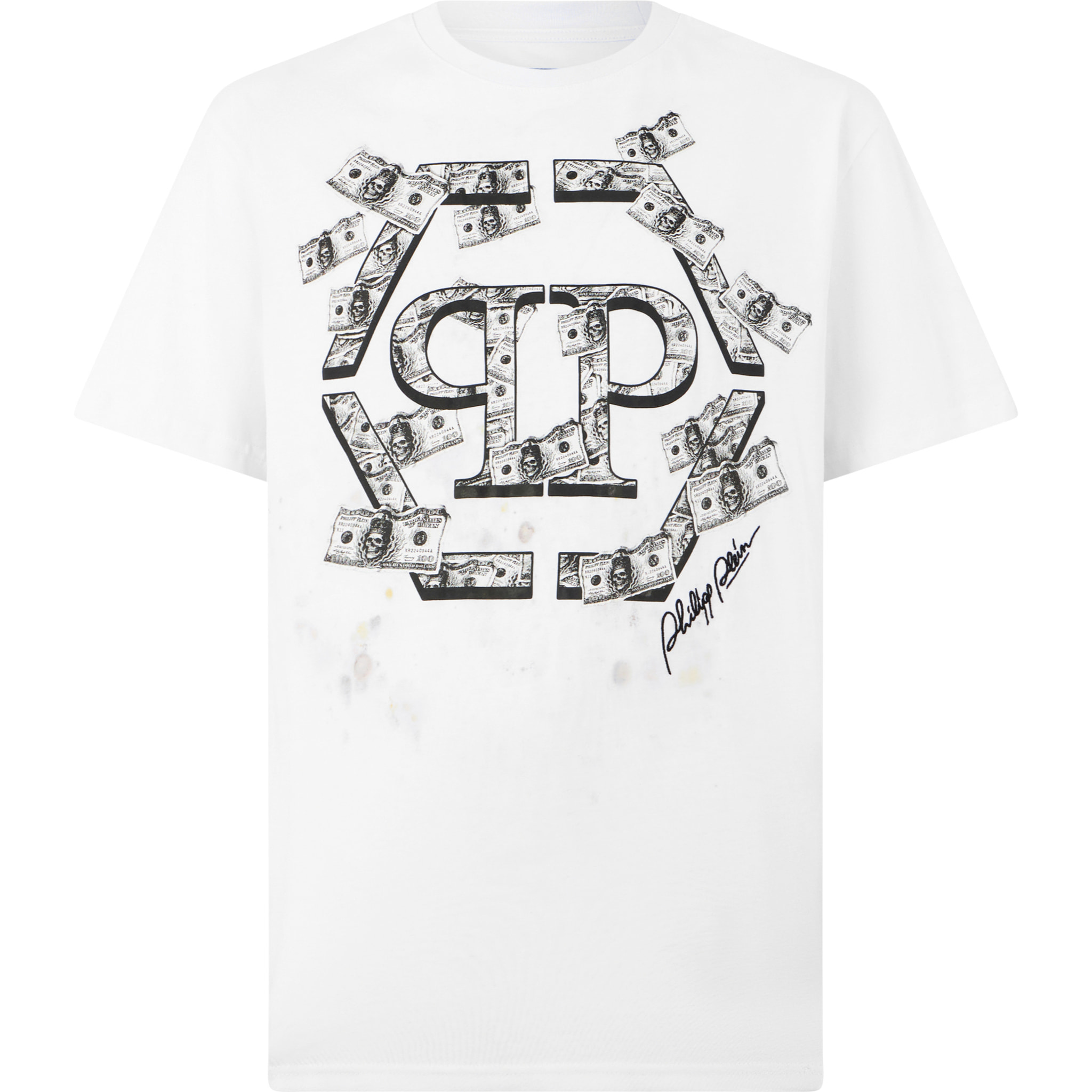 PHILIPP PLEIN Camiseta de cuello redondo y manga corta HEXAGON