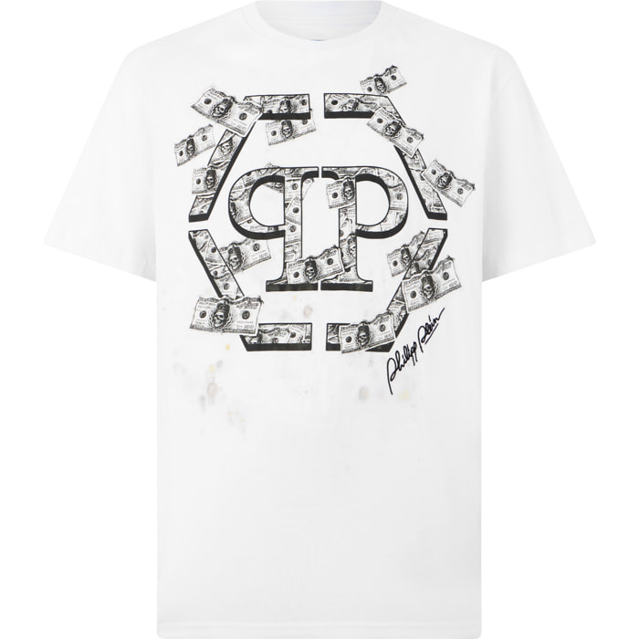 PHILIPP PLEIN Camiseta de cuello redondo y manga corta HEXAGON