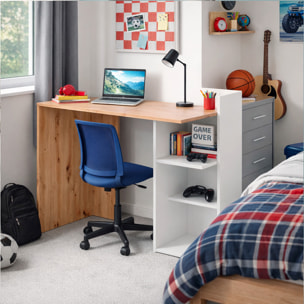 Scrivania Moderna Reversibile Con Vani Laterali A Giorno Mobile Desk Per PC Studio Home Office Struttura Resistente 100 x 52 x 78 Cm Bianco E Rovere