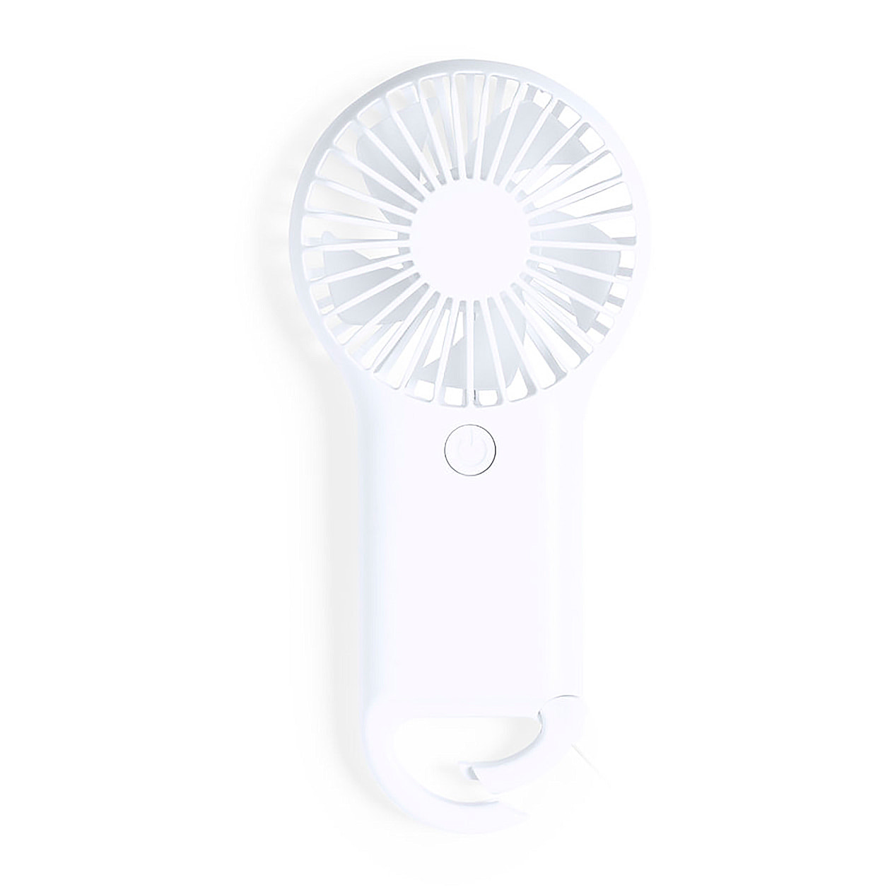 Ventilador portátil con mosquetón integrado y 2 velocidades de uso.