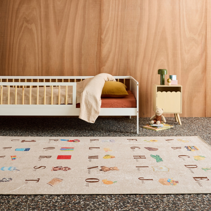 Tapis éducatif intérieur enfant beige abécédaire SCOTY
