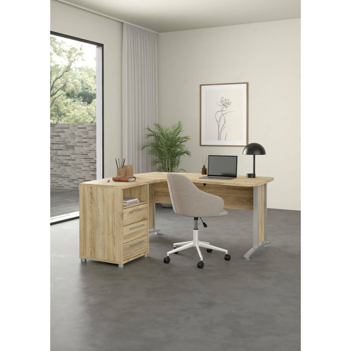 Scrivania Lumpur, Scrittoio multiuso, Tavolo per ufficio porta PC, Piano di lavoro, 159x150 h75 cm, Quercia