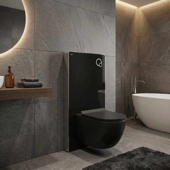 Glass pack WC bâti-support avec plaque de commande + WC suspendu Ceramia sans bride avec abattant SoftClose (STGLBCEPXBMT01-FR)