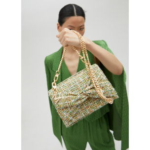 Borsa a tracolla con patta in tweed