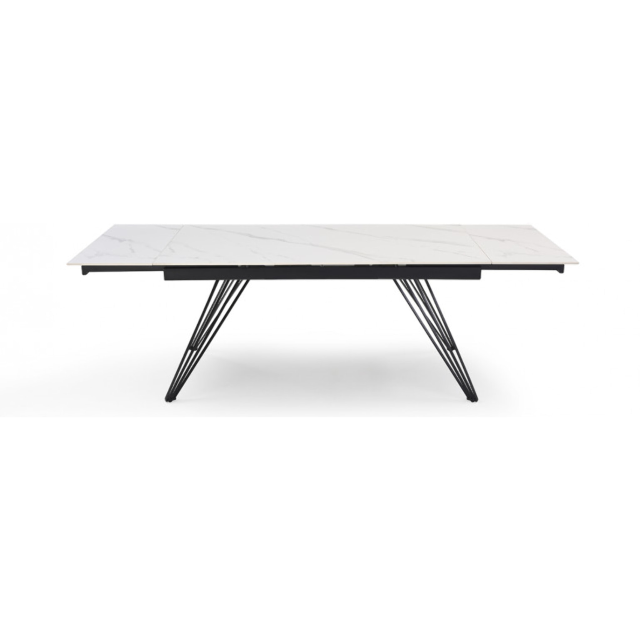 Table extensible en céramique marbre blanc L160/240cm - 9 piètements - UNIK