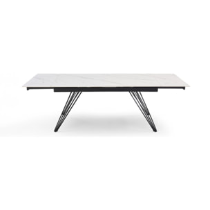 Table extensible en céramique marbre blanc L160/240cm - 9 piètements - UNIK