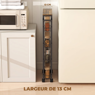 Desserte cuisine 4 paniers maillage métallique plateau effet bois