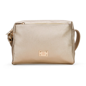 Bolso bandolera dorado con tres compartimentos