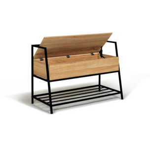 Banc coffre Timéo bois et pieds noirs L100cm