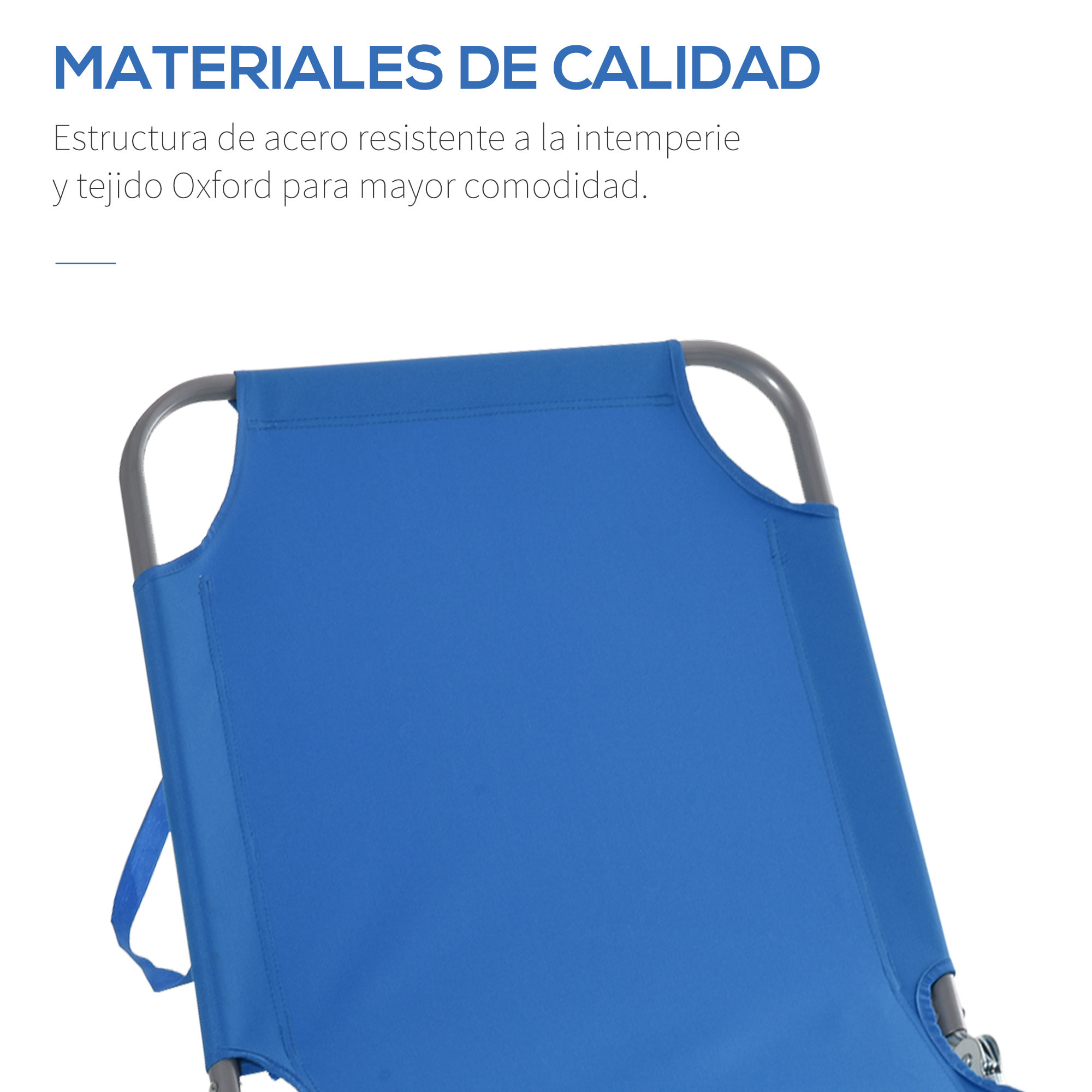 Tumbona Plegable Tumbona de Jardín con Respaldo Ajustable en 5 Posiciones Carga 120 kg para Terraza Piscina Playa 187x55x24 cm Azul