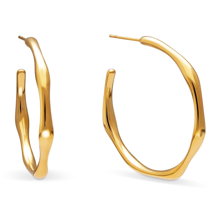 Pendientes Aro Bamboo Acero Baño Oro