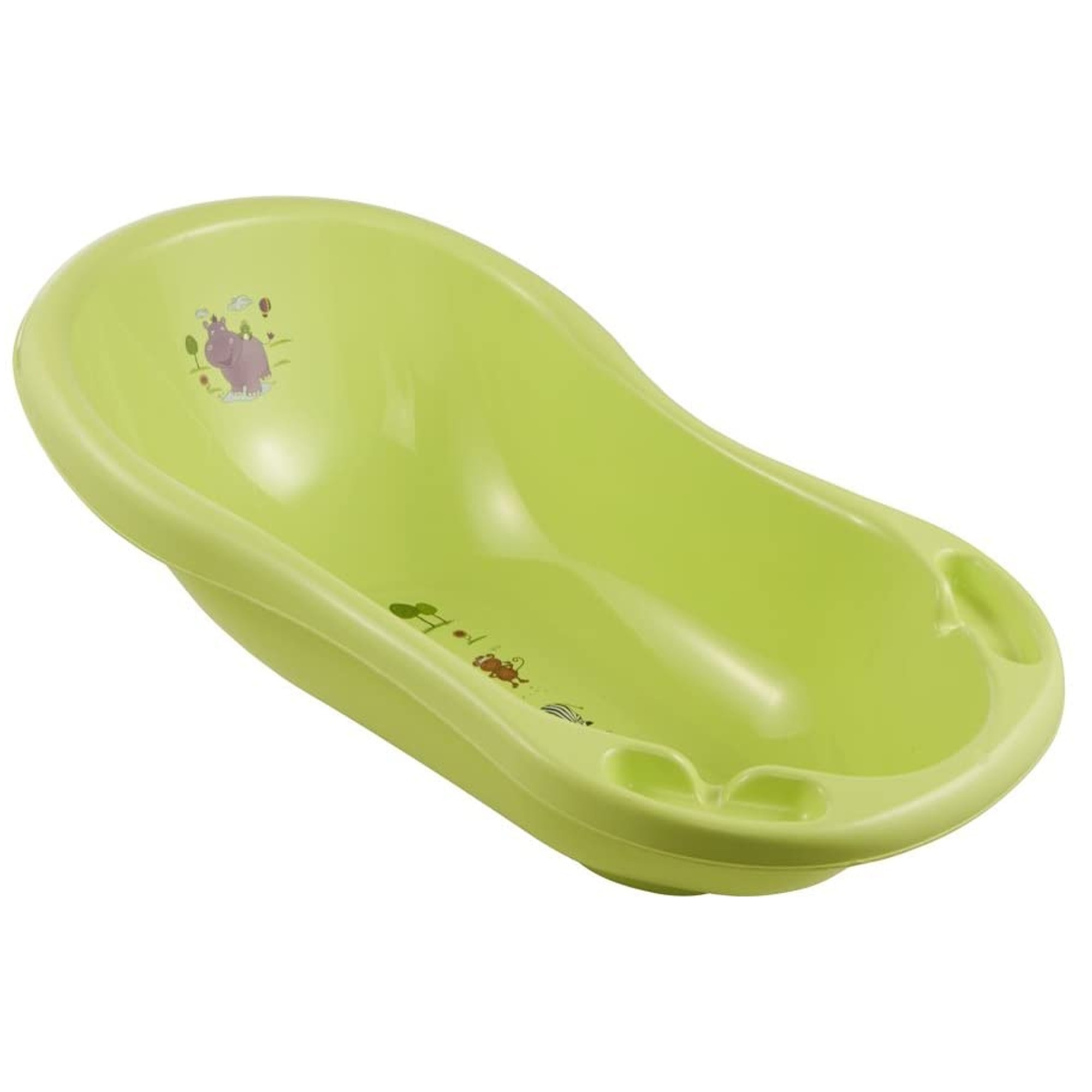 Bañera ergonómica con tapón hippo, de 0 a 12 meses, 84 cm, maria, verde