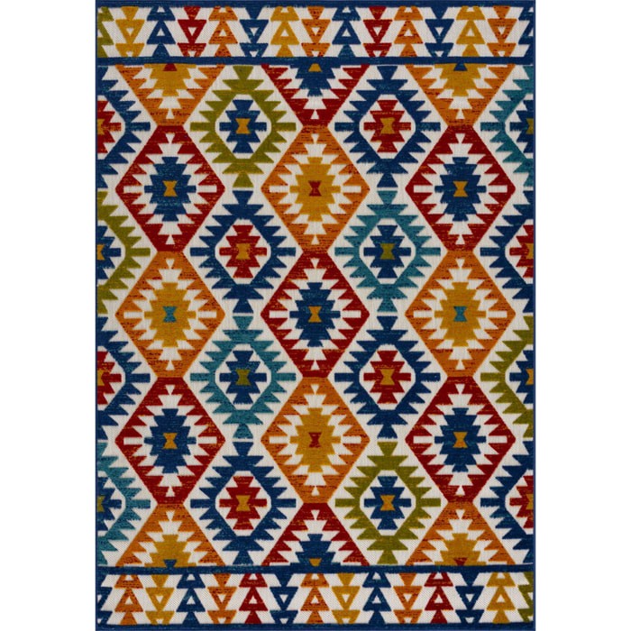 Cabana - Tapis d'extérieur multicolore avec motif à relief