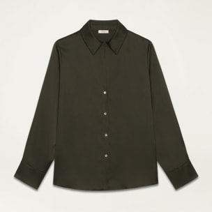 Oltre - Solid color satin shirt - Verde