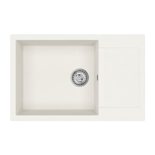 78x50 cm évier avec égouttoir réversible en Granite, à encastrer, blanc (SATSINKGQT105W)