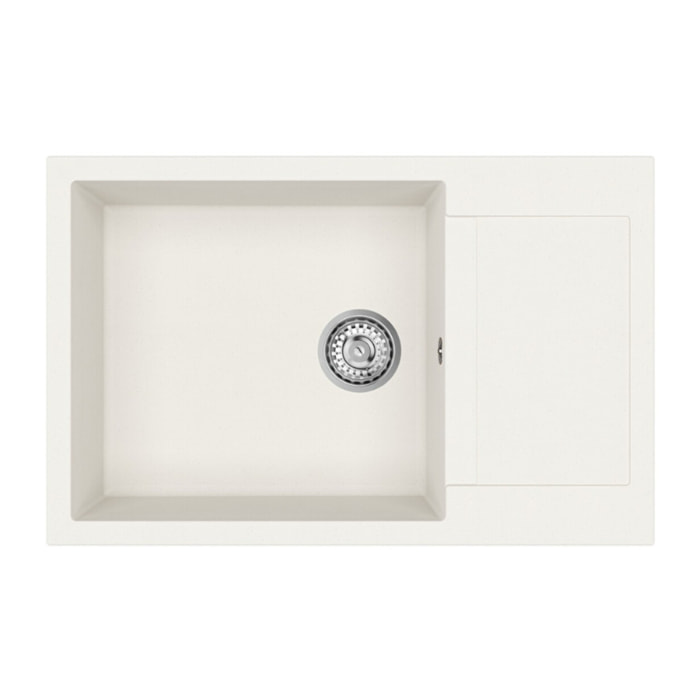 78x50 cm évier avec égouttoir réversible en Granite, à encastrer, blanc (SATSINKGQT105W)